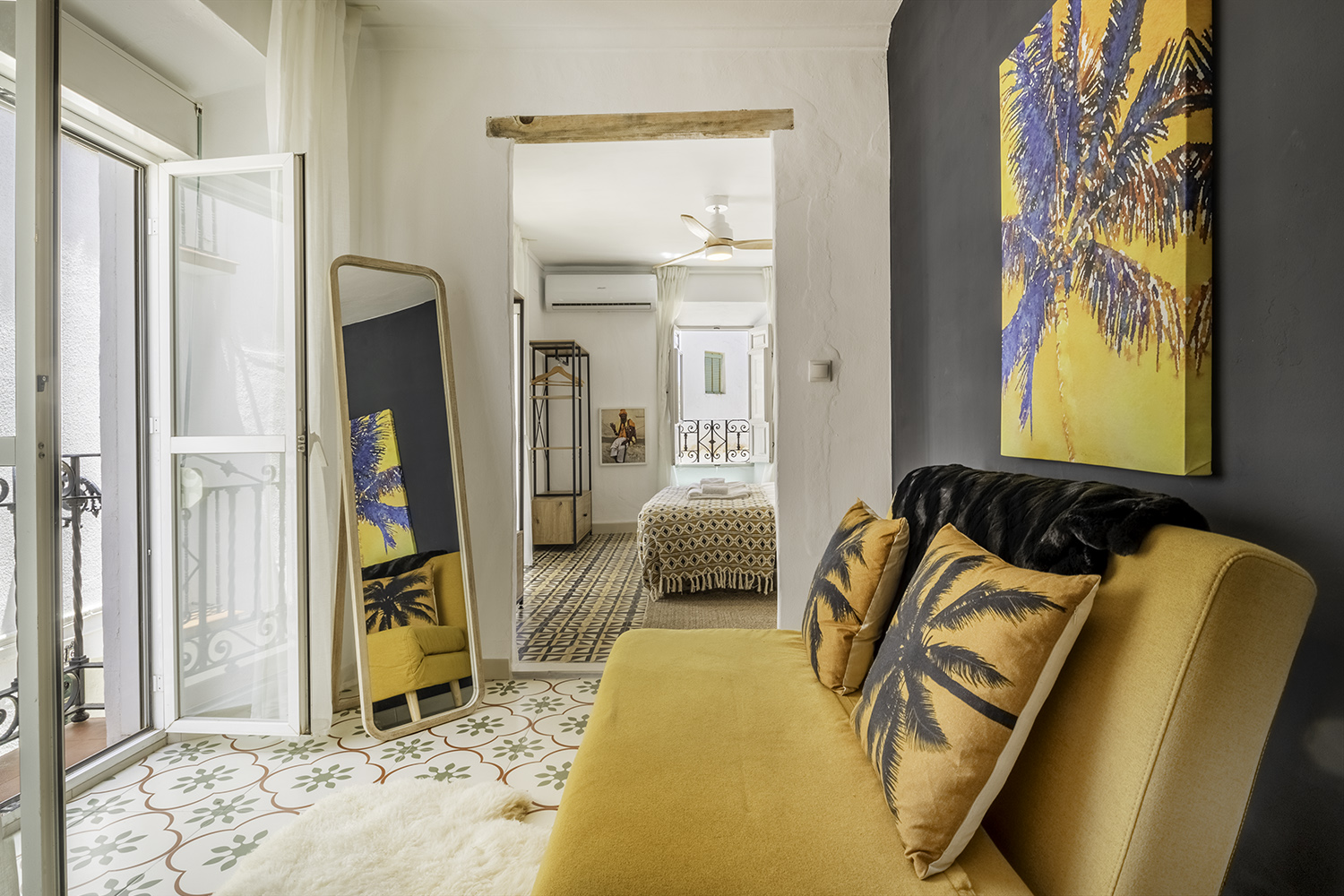 The Suite — sitting room with Juliet balcony.